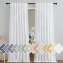 NICETOWN Semi Sheer White Curtains 84 inches Long, Rod Pocket & Back Tab Open Linen Blend Vertical Window Drapes Privacy with Light Filter for Living Room/Farmhouse, W52 x L84, 2 Panels