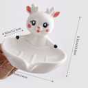 Cute Rabbit Shape Self-Draining Ceramic Soap Dish for Bathroom, Kitchen, Sink & Shower, Easy to Clean, Keeps Soap Dry, Durable & Stylish Cartoon Design, Perfect for Home Dcor.