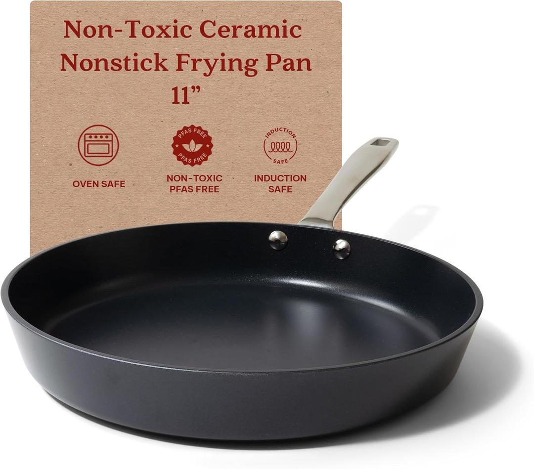 Alva Maestro 11" Ceramic Nonstick Frying Pan, Professional-Grade Non-Toxic Cooking Surface, Zero PFAS/PFOA/PTFE, Superior Heat Distribution - Induction & All Stovetop Safe, Oven Safe