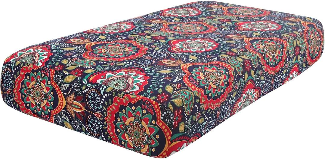 hyha Printed Couch Cushion Covers, Floral Sofa Cushion Covers, Magic Sofa Covers Washable, Stretch Couch Covers for 2 Cushion Couch, Pattern Sofa Slipcovers(1 Cushion Loveseat, Mandala Floral)