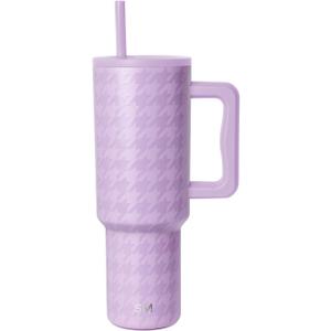 Simple Modern 40 oz Tumbler with Handle and Straw Lid | Insulated Cup Reusable Stainless Steel Travel Water Bottle Cupholder Use | Gifts for Women Him Her | Trek Collection | Purple Breeze Houndstooth