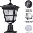 Kemeco ST4311AQ LED Cast Aluminum Solar Post Light Fixture with 3-Inch Fitter Base for Outdoor Garden Post Pole Mount (Black, Lamp)