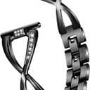 Compatible with AGPTEK LW11 Band for Women 22MM Metal Stainless Steel Bracelet Smart Watch Bands Straps Adjustable Wristband for AGPTEK LW11 (Black)