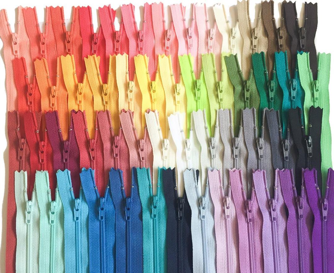 YKK Zippers Assorted Colors Pack 14 Inch Number 3 Nylon Coil Set of 110 Pieces