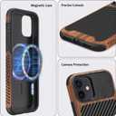 Magnetic Case Compatible with iPhone 11 Case [Compatible with MagSafe] Wood and Leather Carbon Fiber Design Hybrid Shockproof Phone Case (Black)