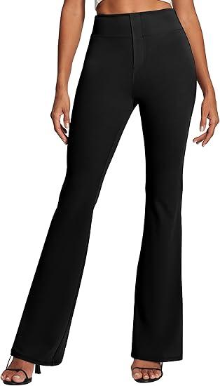 IUGA Womens Dress Pants Stretchy Work Pants Women Business Casual Bootcut Slacks High Waisted Pull On Trousers with Pockets, Black, XXL