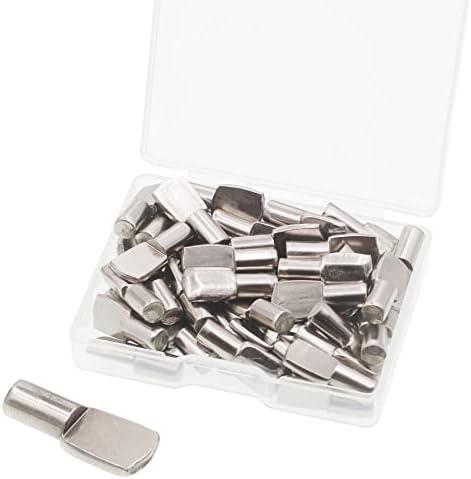 Shelf Pegs, 50 Pcs Shelf Pins, 5mm Shelf Support Pegs, Nickel Plated Cabinet Shelf Pegs Holders, Shelf Bracket Pegs for Kitchen Bookcase Shelf Shelves Cabinet Furniture Closet Shelf Pins Support