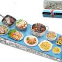 Food Warming Mat XXL with Insulation Pad 40"x15" 580W,Electric Warming Mat up to 10 Dishes with 7 Temp 8 Timer Settings, Ultra Thick Food Grade Silicone, (Exclusive Sky Blue)