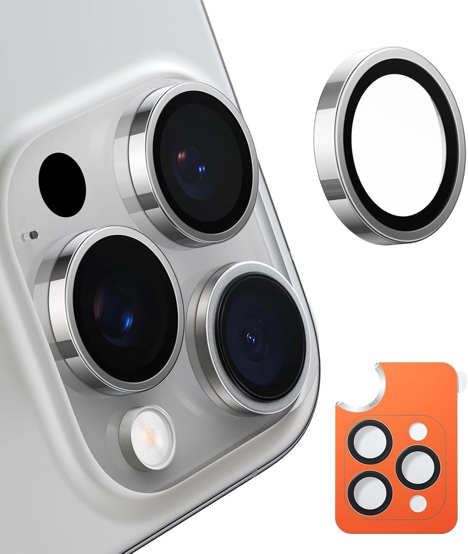 TORRAS 3-Year Ultimate Durability for iPhone 16 Pro Max/16 Pro Camera Lens Protector - 1:1 Invisible Fit & Ultra Clarity, Military-Grade 9H+ Aerospace Glass, Anti-Scratch, Easy Installation, Natural Titanium