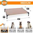 K&H Outdoor Elevated Dog Bed - Cooling Raised Dog Bed for Small & Medium Pets, Breathable Mesh Hammock Design, Indoor/Outdoor Washable Cover, Portable Metal Frame, Tan, Medium 32x25in