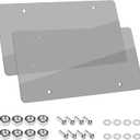 Wanheart Flat License Plate Cover Set 2 Pack Clear  Frameless ABS Protector for Standard 126 US Plates, Scratch UV Resistant Plate Cover with Screws Caps, Front Rear Car Accessories (Clear)