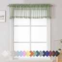 Sage Valance Green Sheer Curtains, Bedroom Valance Curtain Dual Rod Pockets Light Filtering, Voile Kitchen Valance for Living Room Window Treatment 20×54 1 Pack