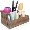 Besti Wooden Hair Dryer Holder  Hair Tools and Styling Supplies Organizer and Storage for Vanity and Bathroom - Natural Elegant Design - Multi-Functional Caddy for Accessories, Makeup, Toiletries (Rustic)