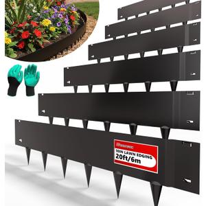 40"x10" Metal Landscape Edging, 6-Pack (20ft Total) Rustproof Galvanized Steel Garden Border, Lawn & Flower Bed Edging, Decorative Hammer-in Outdoor Landscaping Border for Yard, Pathways & Driveways
