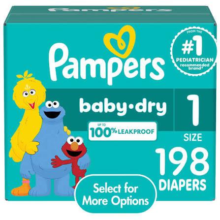 Pampers Diapers - Baby Dry - Size , 198 Count, Absorbent Disposable Infant Diaper 