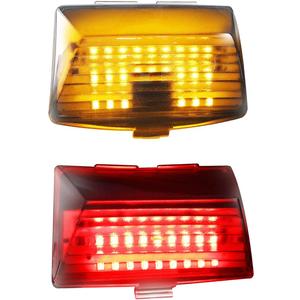 NTHREEAUTO LED Front Fender Lights + Rear Fender Tip Tail Light Chrome Lens Compatible with Harley Electra Glide Road King Heritage Softail Touring FLHR FLHT FLSTC (Mirror Shell)