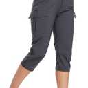 GymBrave Women's Hiking Cargo Pants Quick Dry Outdoor Camping Capris Water Resistant UPF 50 with Zipper Pockets (Medium, Gray)