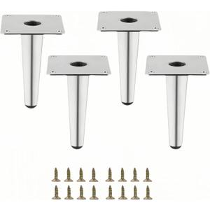 Silver Metal Furniture Legs Heavy Duty Straight Furniture Feet DIY Modern Replacement Legs for Cabinet Sofa Couch Chair-Set of 4 (Silver, 4")