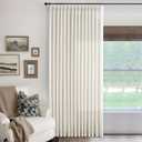 100 Inch Wide Curtains 84 Inches Long Linen Pinch Pleated Curtains for Patio Sliding Door Light Filtering Pinch Pleat Drapes Cream Ivory Boho Extra Wide 100 x 84 Drapes Living Dining Room 1 Panel (Natural)