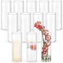UPBUD 12pcs Glass Cylinder Vases for Centerpieces | 10 Inch Tall Flower Vase for Wedding Decorations, Floating Candle Holders for Dinner Table, Bridal Shower, Office Home Dcor