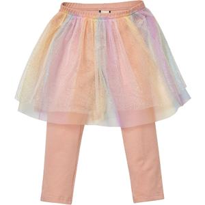 CHATTER CARROT Girls' Cotton Ruffle Leggings – Mesh Lace Tutu Pants for Toddlers & Kids / 3 Years Old Dusty Pink