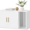 Feandrea Custos Collection - Cat Litter Box Enclosure, Modern Hidden Litter Box Furniture, Double Doors, Indoor Pet House, Side End Table, 31.5 x 19.7 x 17.7 Inches, Cloud White UPCL020WB01S
