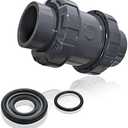 PVC True Union Check Valve, 3/4’’ Slip Swing Full Port Utility Check Valve, Sch80 Socket Pool Ball Check Valve for Backflow Prevention