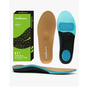 OrthoComfoot Plantar Fasciitis Orthotic Insoles - Comfortable High Arch Support Inserts for Women & Men, 220+lbs Heavy Duty Cushion Pain Relief Shoe Insole for Flat Feet - Arch Pain - Heel Pain -Work