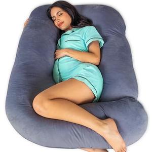 Pharmedoc Pregnancy Pillows, U-Shape Full Body Pillow -Removable Cover Jumbo Size - Gray - Pregnancy Pillows for Sleeping - Body Pillows for Adults, Maternity Pillow and Pregnancy Must Haves
