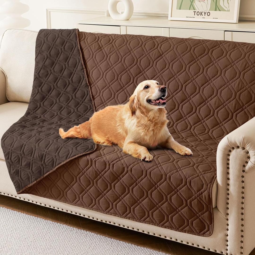 hyha Waterproof Dog Bed Blanket, Soft Pet Blankets, Waterproof Couch Cover for Dogs, Reversible Sofa Covers Washable for Furniture (52x82 Inch, Brown/Chocolate)