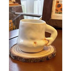 hesim Hand-Crafted Ceramic 14OZ Fat Belly Mug | Coffee Mug With Arm Handle | Fat Mug | Potbelly Coffee Mug | Father's Day Gift