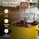 Digital Candy Thermometer with Pot Clip, 10" Long Stainless Steel Probe, Instant Read Kitchen Thermometer for Cooking, Baking, and Candy Making (Orange)