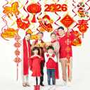 Happy Chinese New Year Hanging Swirls 2026 Chinese New Year Party Decoration Year of Horse New Year Themed Swirl Ceilings Smile Spring Festival Hanging Streamers for Lunar New Year Party Supplies