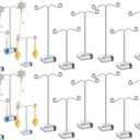 Macarrie 18 Pcs Metal Earring Holder T Bar Earring Display Stand Organizer Countertop Hanger Hanging Jewelry Towers with Acrylic Base (Clear)