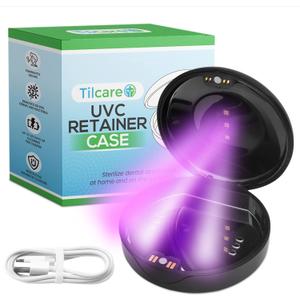 Tilcare UVC Retainer Case for Invisalign Dental Aligner with UV Light for Aligners, Retainers, Mouth Guard, Whitening Trays - Remove Odors