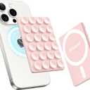 amBand Magnetic Suction Phone Mount for MagSafe Case, Silicone Octo Cup Buddy Sticky Grip Holder for iPhone, Removable Hands-Free Selfie/Video for TikTok Influencers, Women Gift, Light Pink
