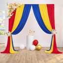10ft x 15ft Thick Backdrop Curtain for Parties, Yellow Red Royal Blue Wrinkle Free Photography Backdrop Drapes, 6 Panels 2.5ft x 10ft Theme Party Backdrop Drapes for Baby Birthday Party Decorations
