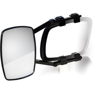 Camco Clamp-On Towing Mirror - Securely Clamps onto Your Vehicle's Mirror to Increase Visibility While Towing (25650), Black (1 Count (Pack of 1))