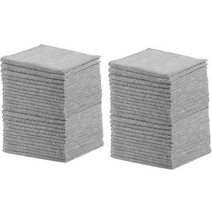 Rubbermaid All Purpose Microfiber Cleaning Cloth Towels 50 Pack 12"x12" Non-Scratch Reusable/Washable for Cleaning/Wiping/Polishing for Home/Kitchen/Car Gray