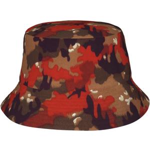 Bucket Hat Fashion Sun Cap Packable Outdoor Fisherman Hats Summer Beach Travel Fishing Hat for Women and Men (One Size, Flame Camo Camouflage Fashion Hunting)