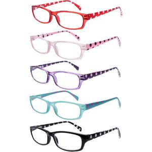 5 Pack Reading Glasses for Women, Blue Light Blocking Computer Readers, Ease Blurry Vision Dry Eyes Anti UV Glare