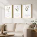 Framed Christian Scripture Wall Art Set of 3, Wildflower Floral Bible Verse Prints Inspirational Religious Quotes, Botanical Scripture Artwork Decor for Living Room Bedroom Prayer Room Teen Room, 12x16 Inch