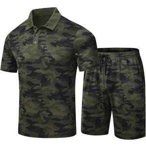 MoFiz Mens Short Sets Outfits Sweatsuits Two Piece Outfits Summer Sets Comfortable Shorts/Shirt Camo (Green, XXL)