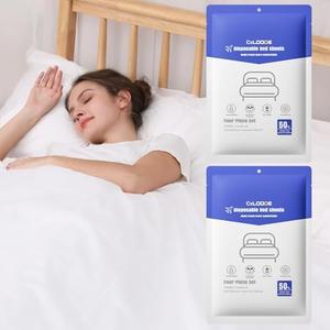 CxLoode 1 Pack Disposable Bed Sheets for Hotel, Portable Bedspread, Disposable Bedding Set with 1 Bed Sheet 1 Quilt Cover and 2 Pillowcase for Travel