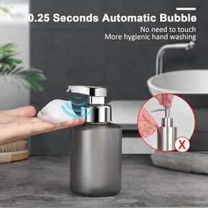 Automatic Soap Dispenser Foam Bathroom: Rechargeable Touchless Auto Smart Electric Plastic Grey Foaming Soap Dispenser - Kitchen - Hand Dish Lotion Couple,  Foam Grey, 1 Pack