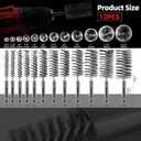 ASNOMY 12Pcs Wire Bore Brush for Drill,5/16"-1-3/16" Stainless Steel Wire Brush Bore Cleaning Brush Set for Power Drill Cleaning,Abrasive Drill Wire Brush with 1/4" Hex Shank