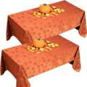 Preboun 2 Pcs Thanksgiving Rectangle Fall Tablecloth Maple Leaf Parties Table Cover Rectangular Leaves Fabric Table Cloth, Rust(52 x 70 Inch)