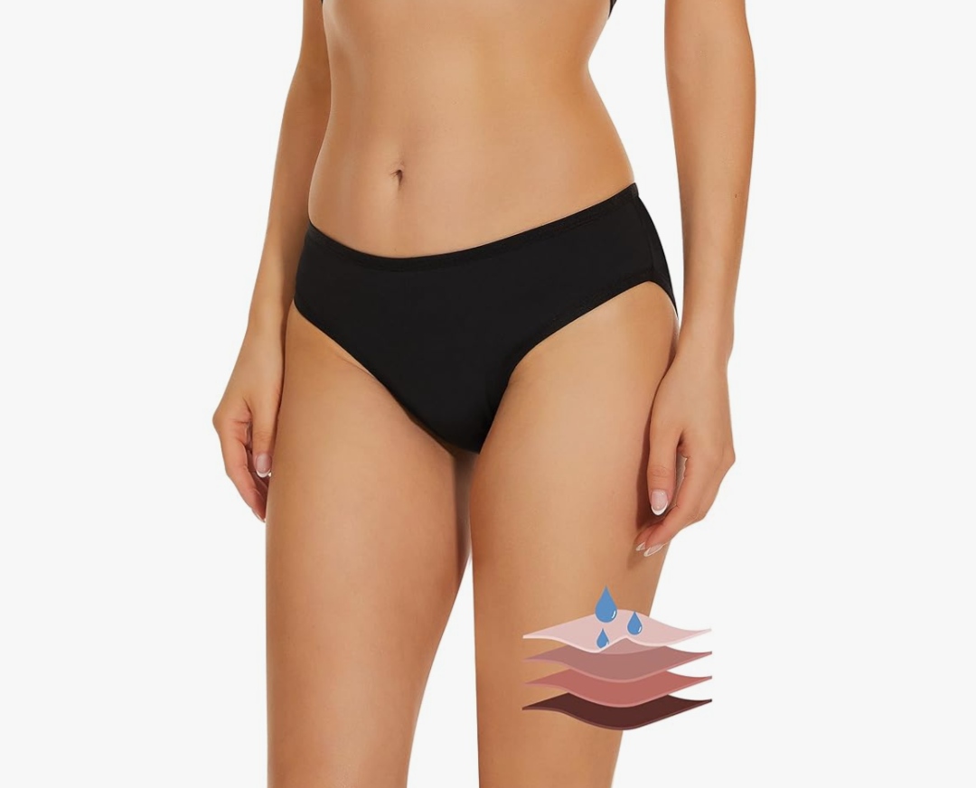 Period Swimwear Bikini Menstrual Leakproof Swim Bottoms UPF 50+ Waterproof Brief Light Flow for Women Girls Teens, S