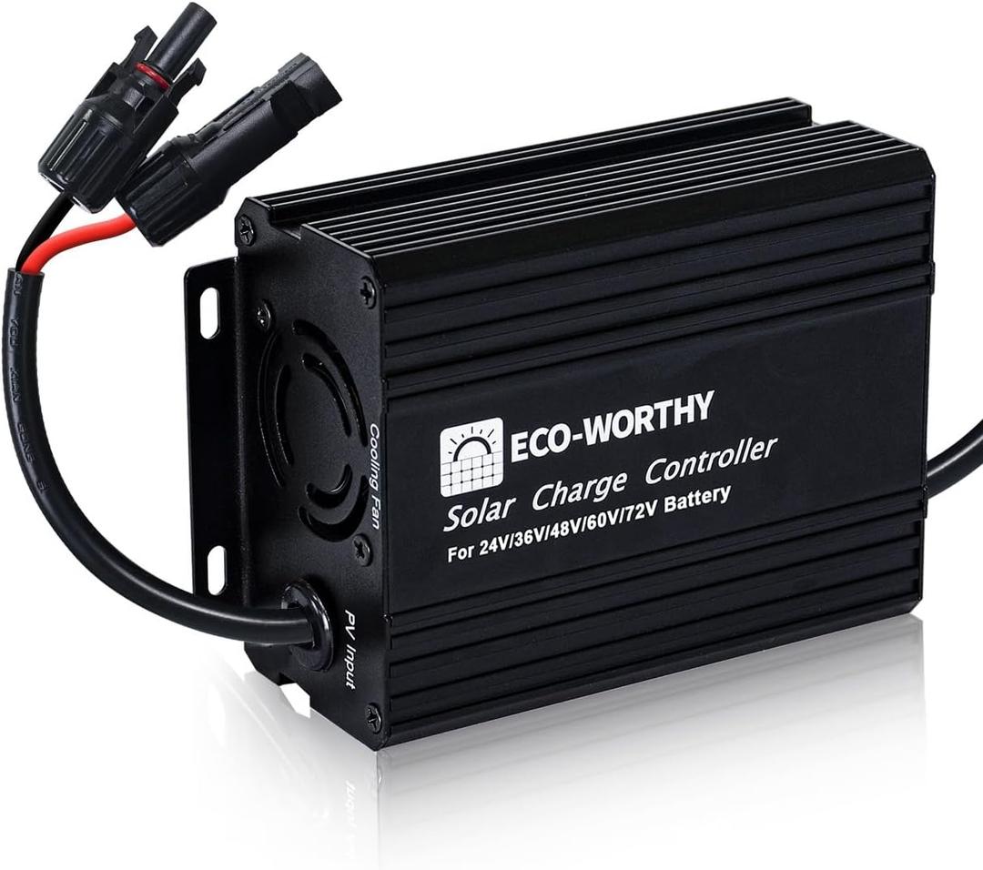 ECO-WORTHY 12A Boost MPPT Solar Charge Controller Solar Panel Regulator for 48V/60V/72V Lead-Acid, LiFePO4, Gel, Flooded Batteries .etc in Golf Cart Electric Vehicles and Solar System