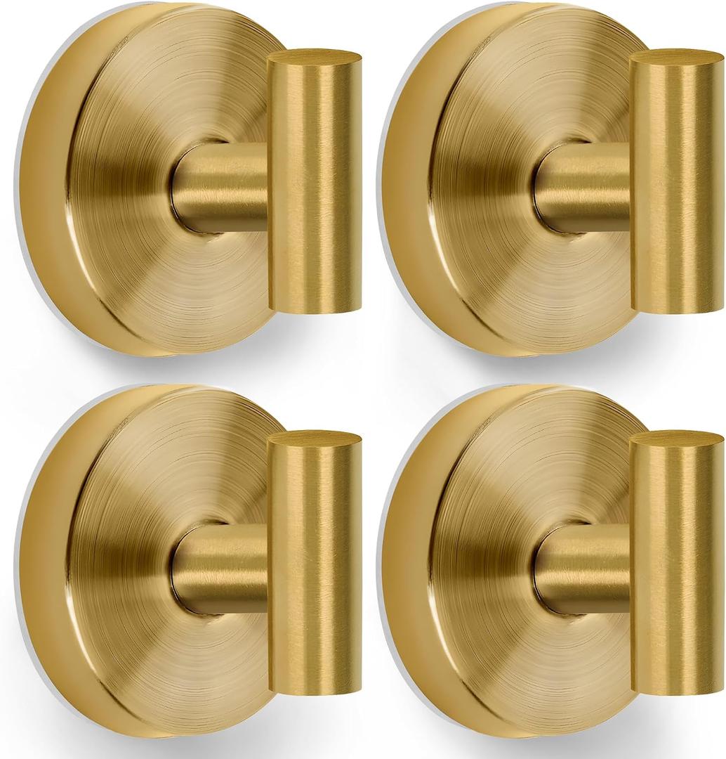Shower Suction Cup Hooks, Strong Suction Power, Towel Hooks for Shower Door, Bathroom, Kitchen, Mirrors, Tiles, Holds up to 11 lbs, Ideal for Towels, Bath Robes, Coats (Champagne Bronze Style A)